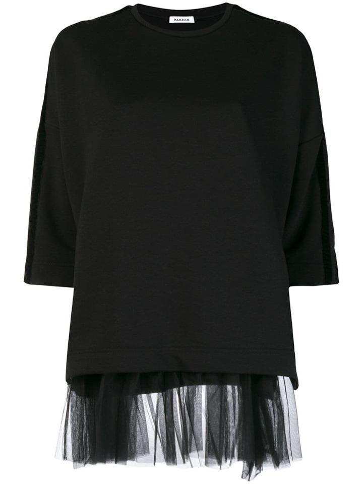 P.a.r.o.s.h. Tulle Hem Sweatshirt - Black
