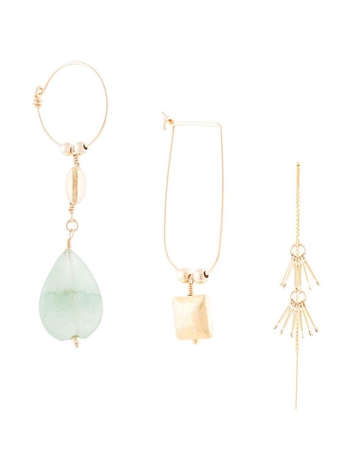 Petite Grand Set Of Three Jade Earrings - Gold