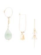 Petite Grand Set Of Three Jade Earrings - Gold