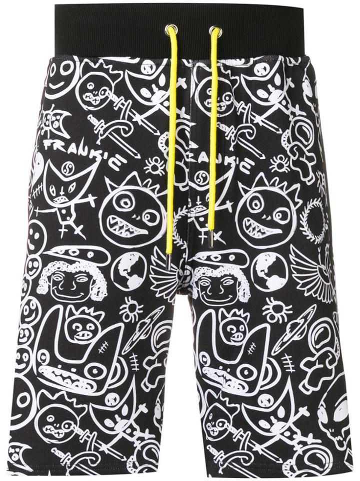 Frankie Morello Illustration Print Track Shorts - Black