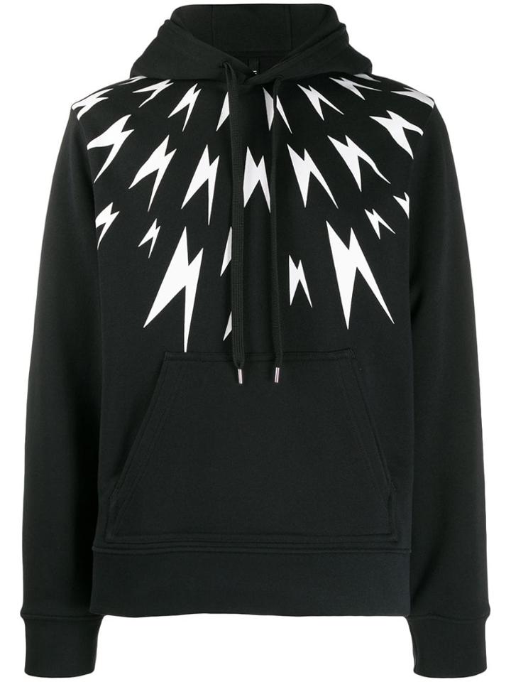 Neil Barrett Thunder Bolt Printed Hoodie - Black