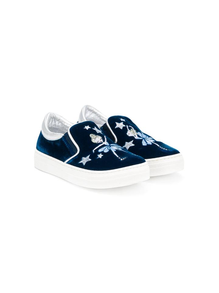 Simonetta Embroidered Slip-on Sneakers - Blue