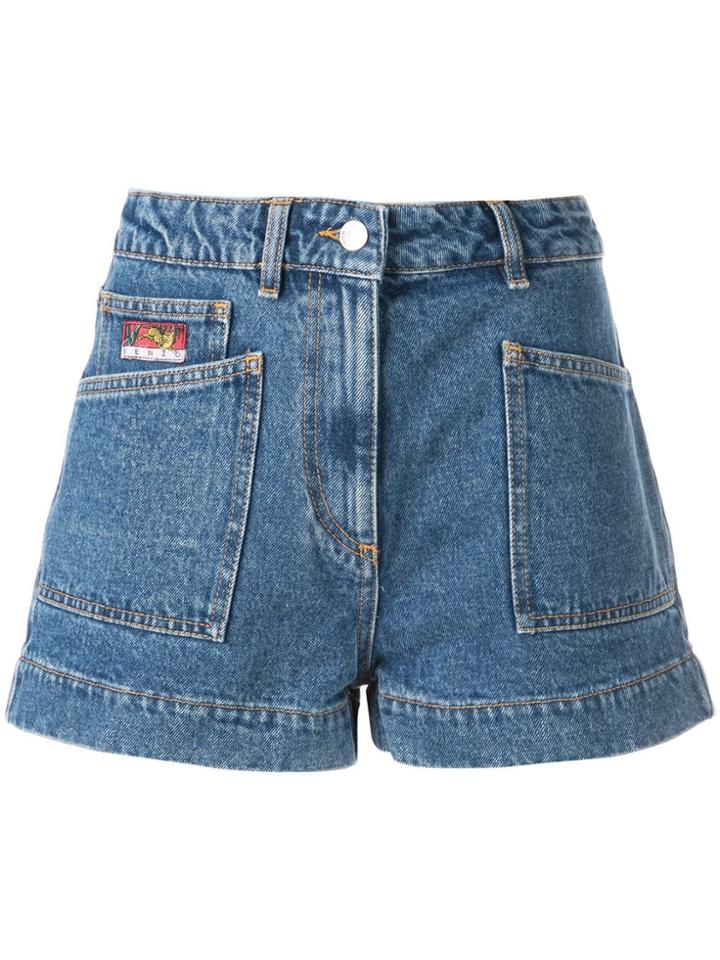 Kenzo High Waisted Denim Shorts - Blue