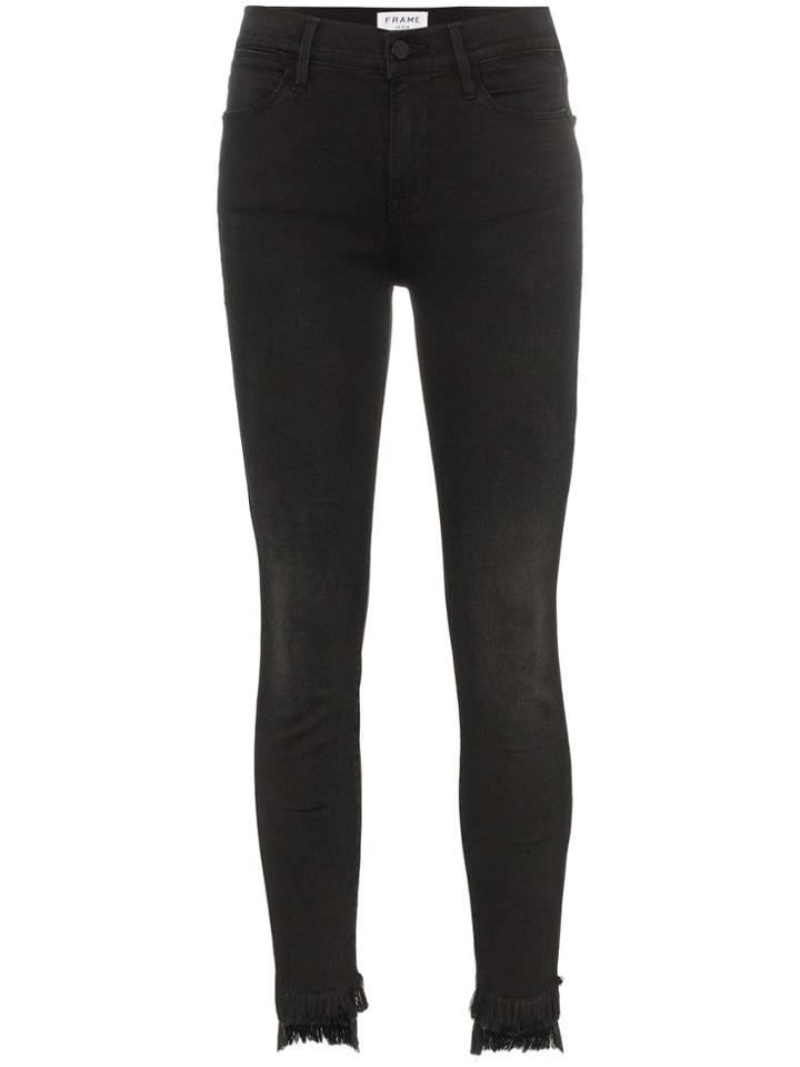 Frame Le High Skinny Raw Stagger Jeans - Black