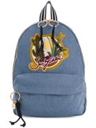 See By Chloé Patched Faded Denim Backpack - Blue