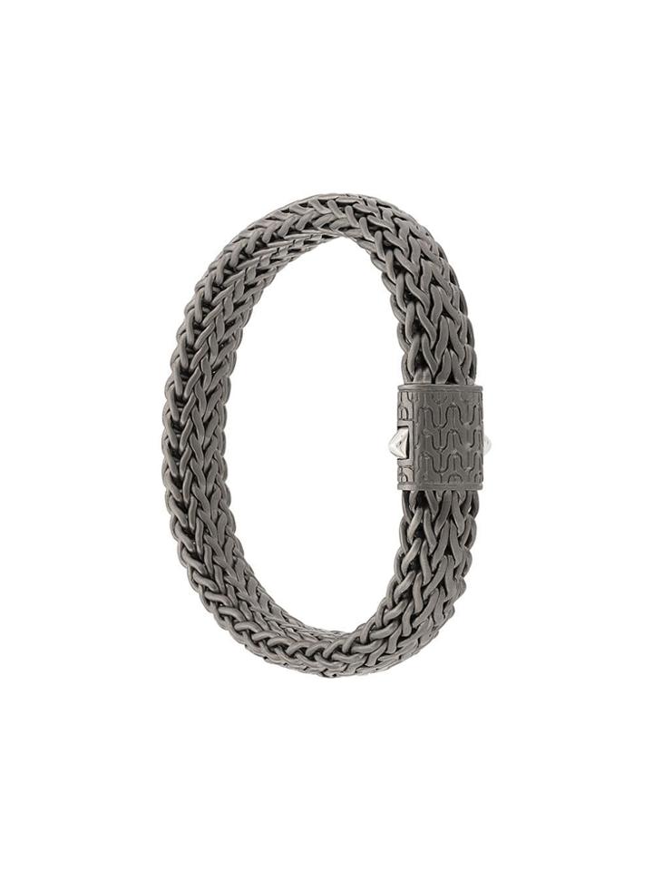 John Hardy Silver And Black Rhodium Classic Chain Flat Chain Bracelet