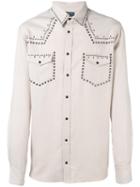 Laneus Metallic Embellished Shirt, Men's, Size: 48, Nude/neutrals, Tencel