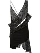 Anthony Vaccarello Woven Asymmetric Dress, Women's, Size: 36, Black, Polyester