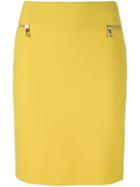 Versace Collection Zipped Pockets Pencil Skirt, Women's, Size: 40, Yellow/orange, Polyester/spandex/elastane/cotton