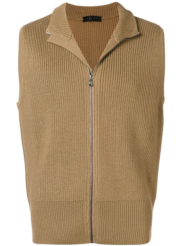 Falke Ribbed Knit Vest - Brown