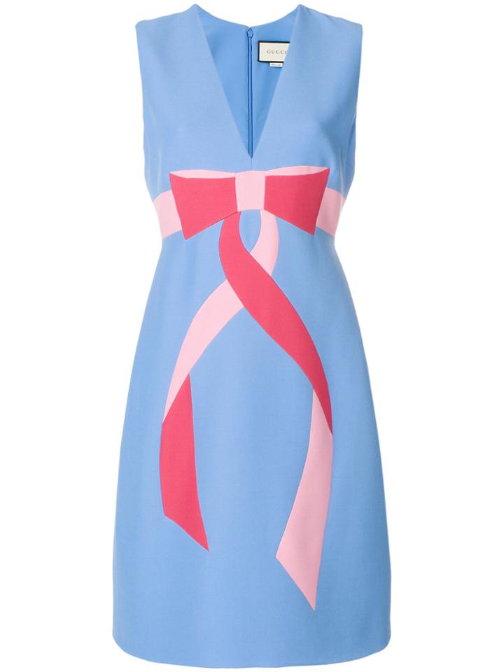 Gucci Bow Intarsia Dress - Blue