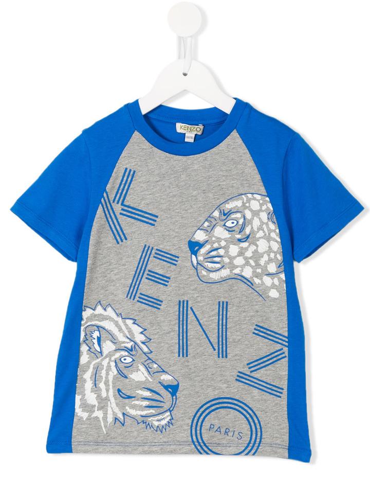 Logo Print T-shirt - Kids - Cotton - 10 Yrs, Blue, Kenzo Kids