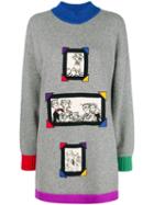 Jc De Castelbajac Pre-owned Cartoon Patches Loose-fit Jumper - Grey