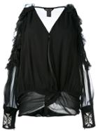 Thomas Wylde Cold Shoulder Blouse, Women's, Size: Medium, Black, Silk
