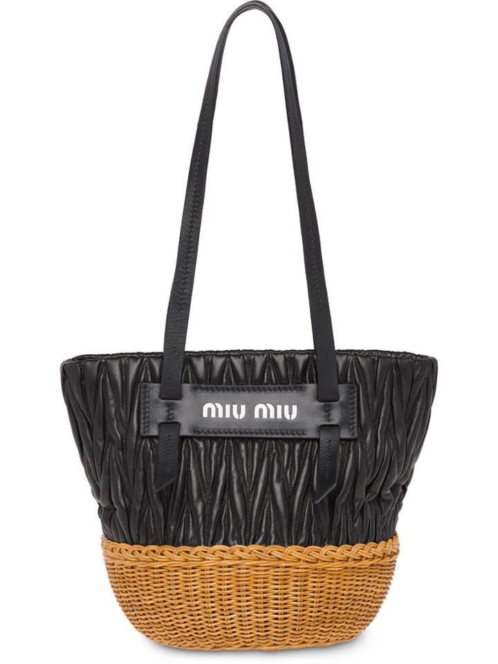 Miu Miu Wicker Bucket Bag - Black