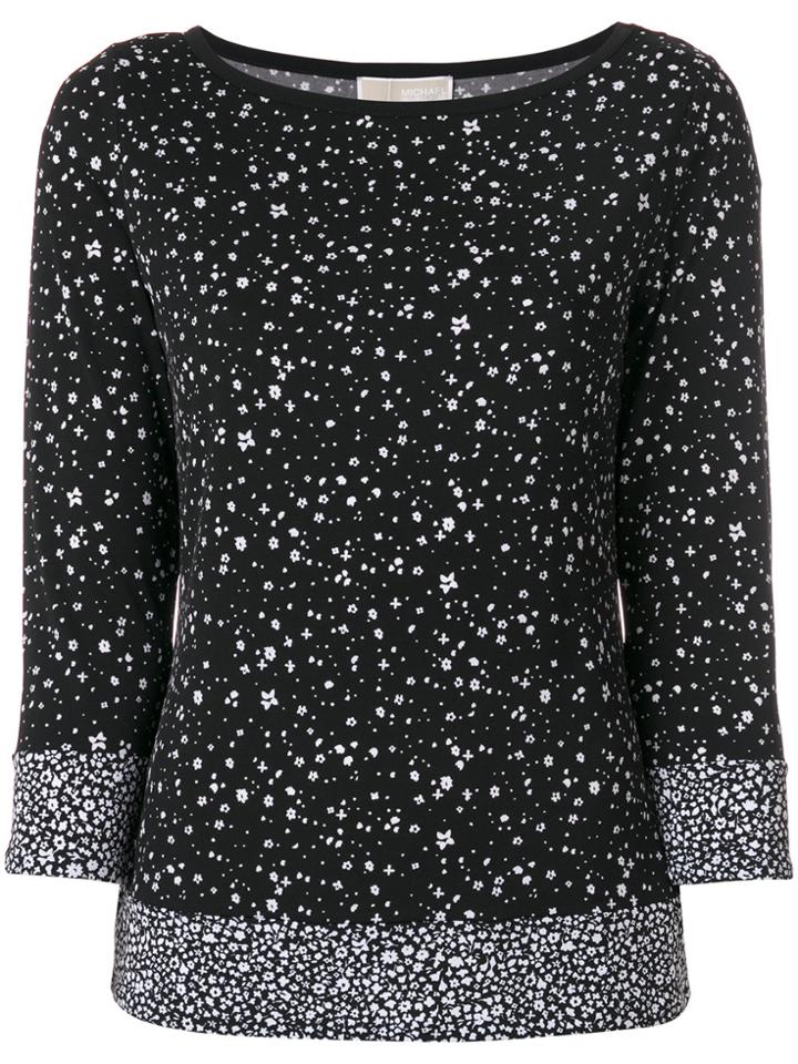 Michael Michael Kors Floral Pattern Turtleneck Blouse - Black