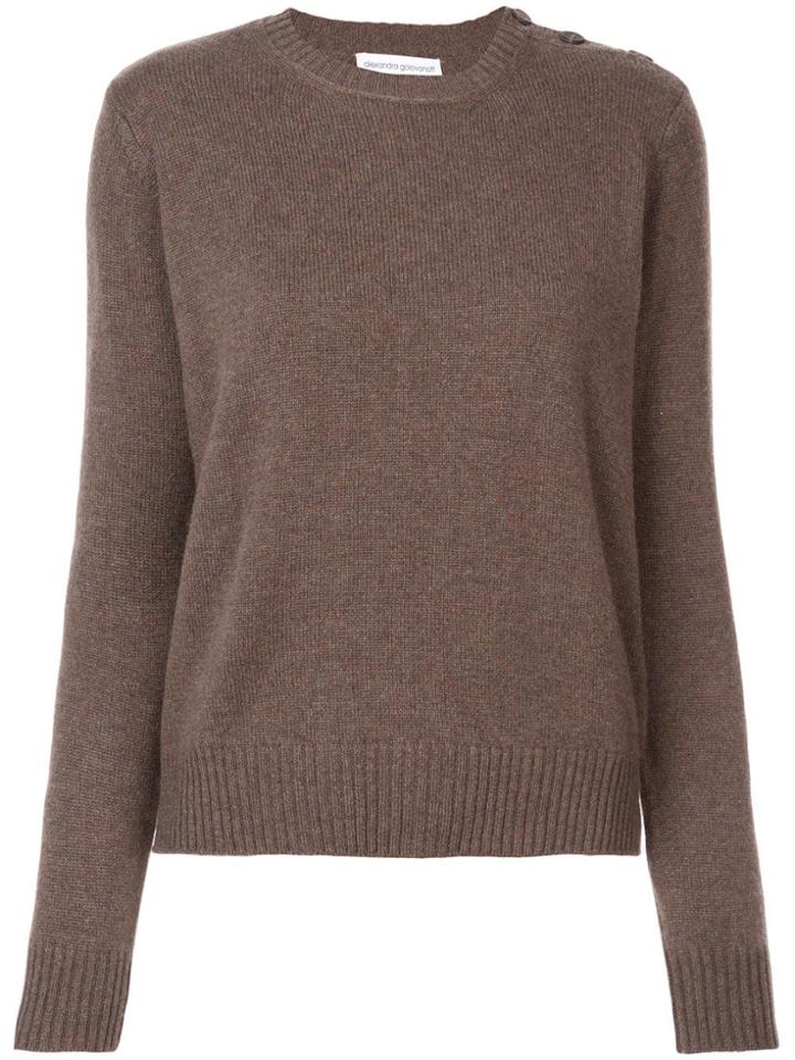 Alexandra Golovanoff Buttoned Shoulder Knitted Jumper - Brown