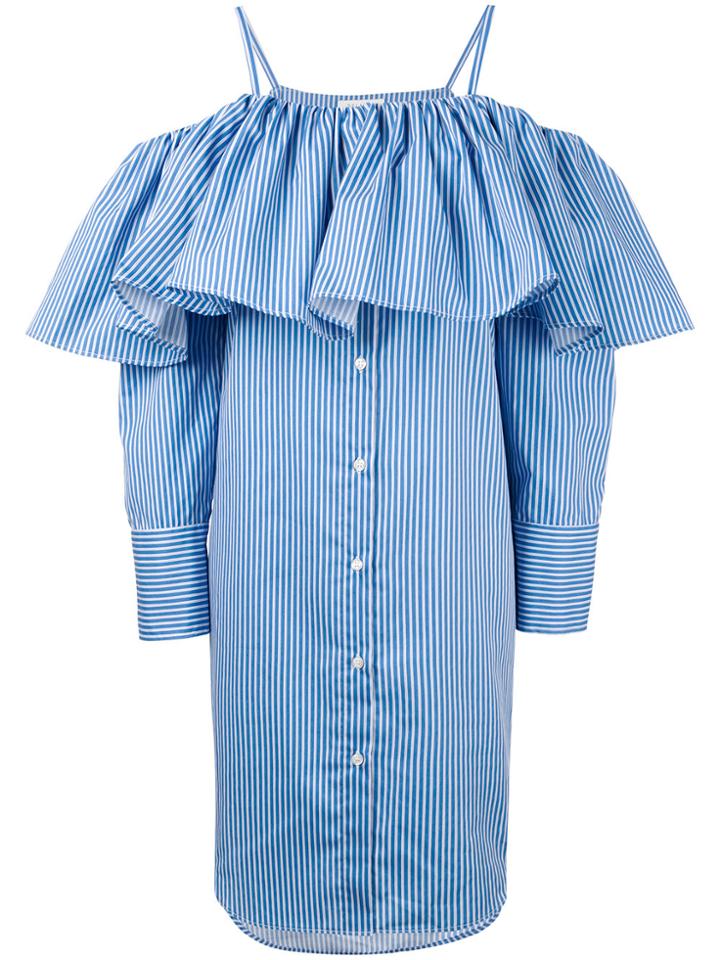 Delada Off Shoulder Shirt Dress - Blue
