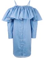 Delada Off Shoulder Shirt Dress - Blue
