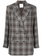 Cityshop Plaid Double Breasted Blazer - Red
