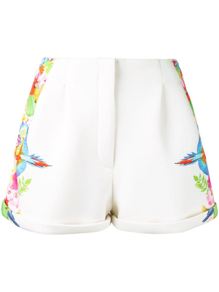 Manish Arora - Tropical Print Shorts - Women - Nylon/spandex/elastane/rayon - 38, White, Nylon/spandex/elastane/rayon