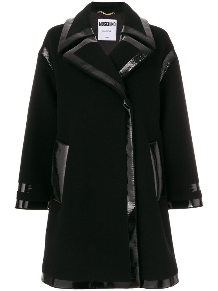 Moschino Oversized Sheen Detail Coat - Black