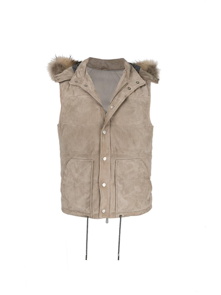 Eleventy Hooded Padded Gilet - Nude & Neutrals