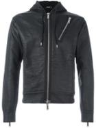 Dsquared2 Cropped Zip Detail Hoodie, Men's, Size: Large, Black, Cotton