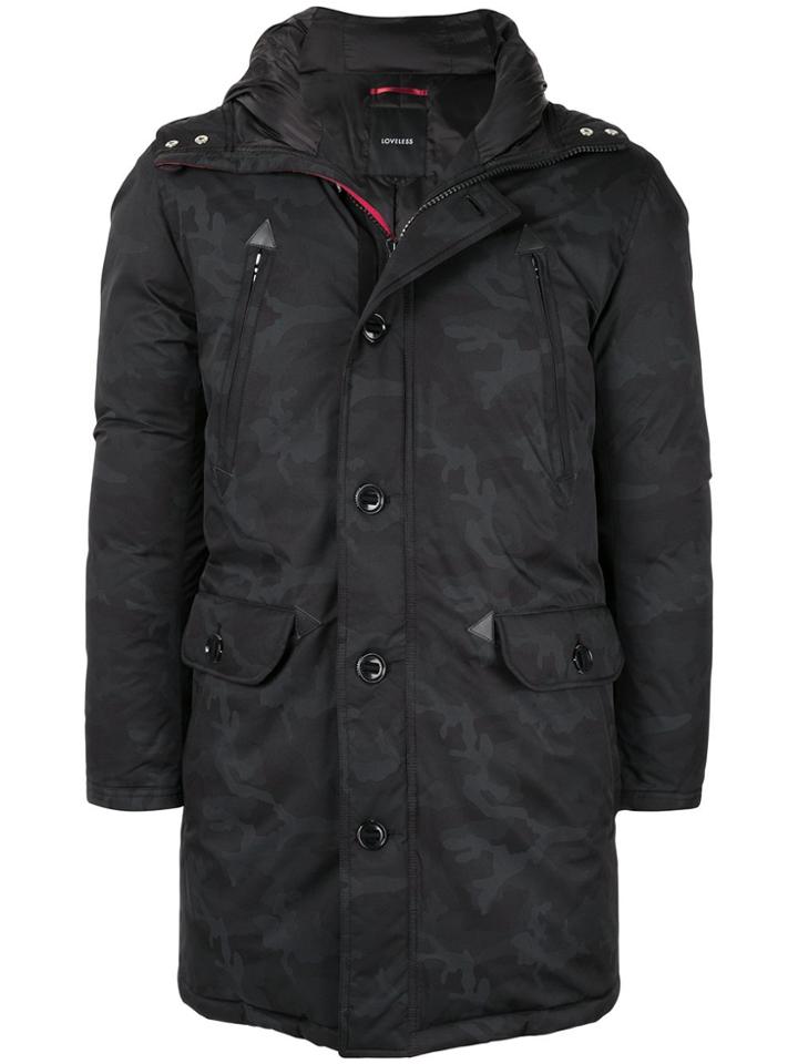 Loveless Camouflage Print Padded Coat - Black