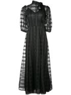 Jill Stuart Sheer Plaid Puff Sleeve Dress - Black
