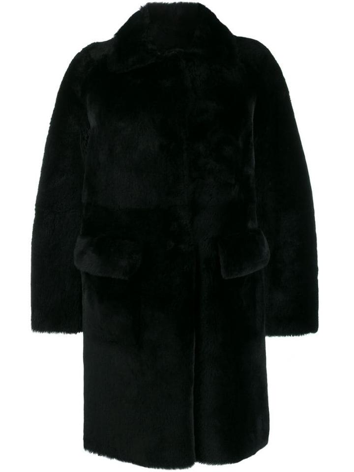 Desa 1972 Long Sleeve Shearling Coat - Black