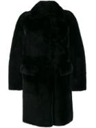 Desa 1972 Long Sleeve Shearling Coat - Black