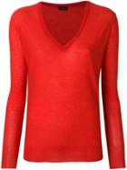 Joseph Cashmere V-neck Sweater - Red