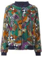Manish Arora Gold-tone Studded Bomber Jacket, Women's, Size: Small, Blue, Cotton/polyester