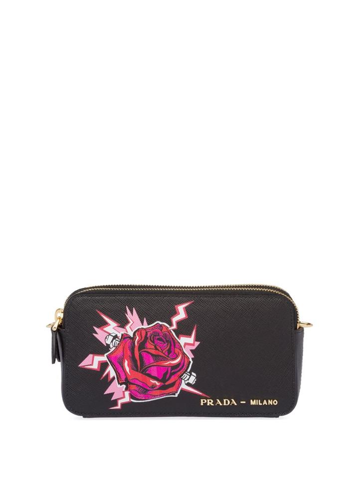 Prada Printed Saffiano Leather Mini-bag - Black