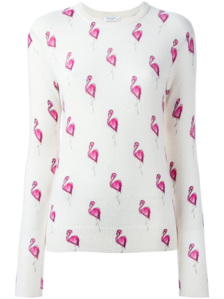 Equipment Flamingo Print Jumper, Women's, Size: Medium, Nude/neutrals, Cashmere