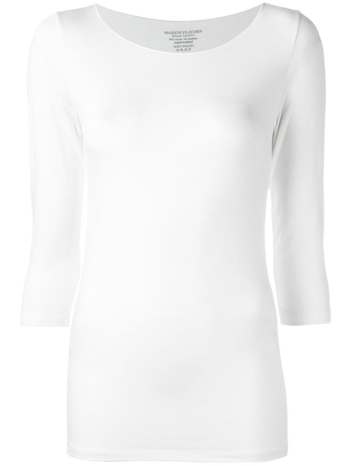 Majestic Filatures Boat Neck T-shirt, Women's, Size: Iii, White, Viscose/spandex/elastane