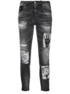 John Richmond Patch Detail Skinny Jeans - Grey