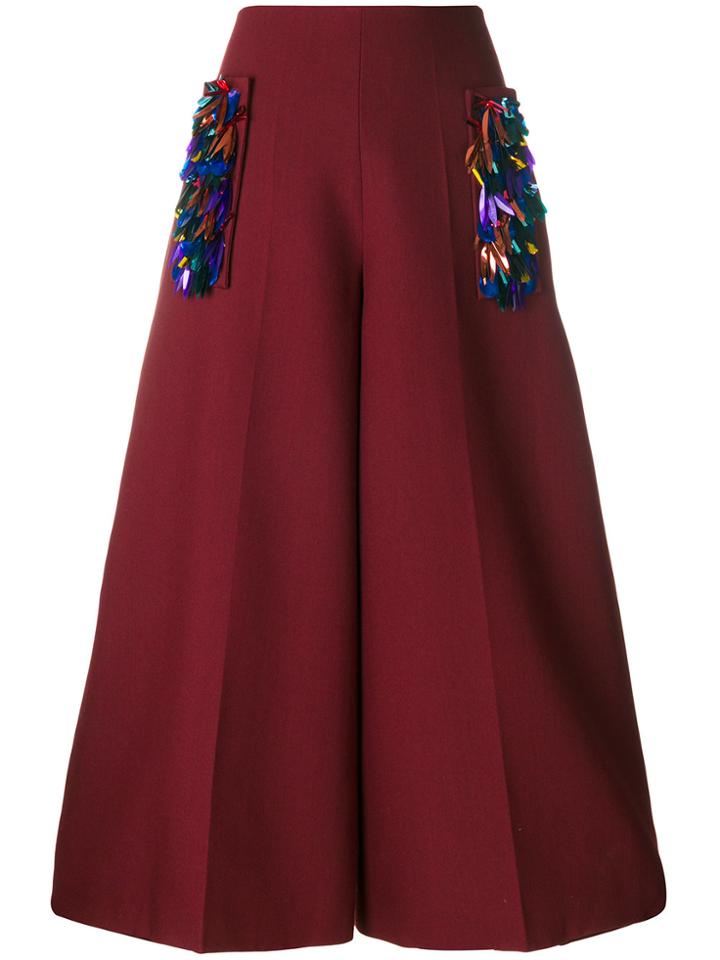 Delpozo Embellished Culottes - Red