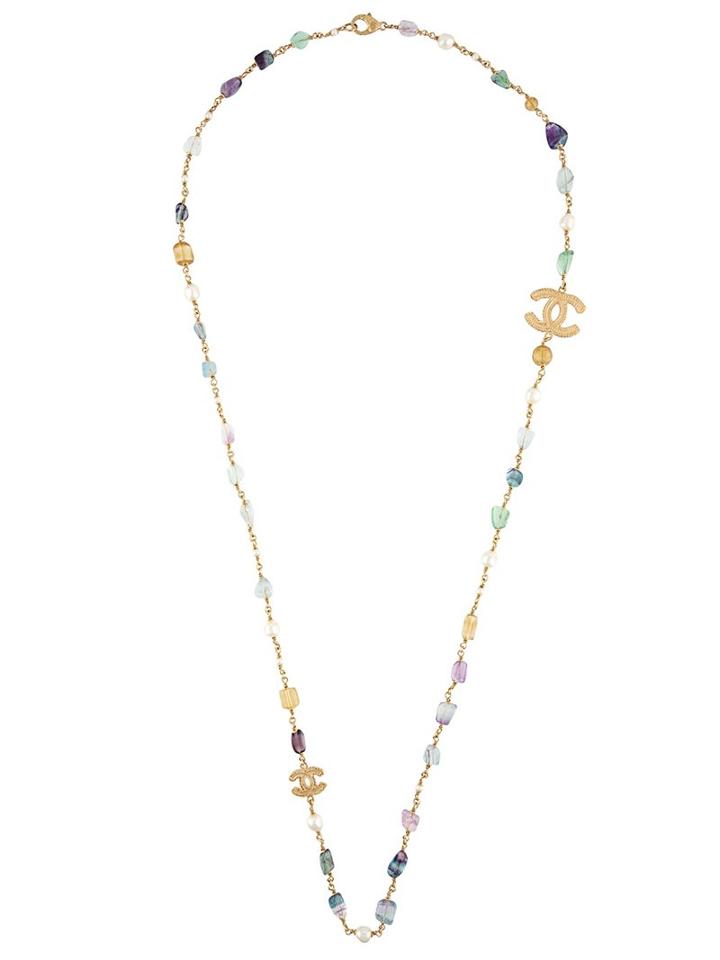 Chanel Vintage Byzantine Logo Necklace, Women's, Metallic