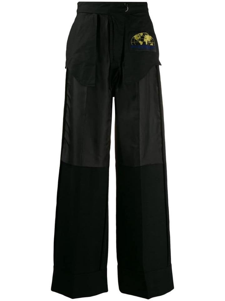 Mm6 Maison Margiela Inside-out Wide Leg Trousers - Black