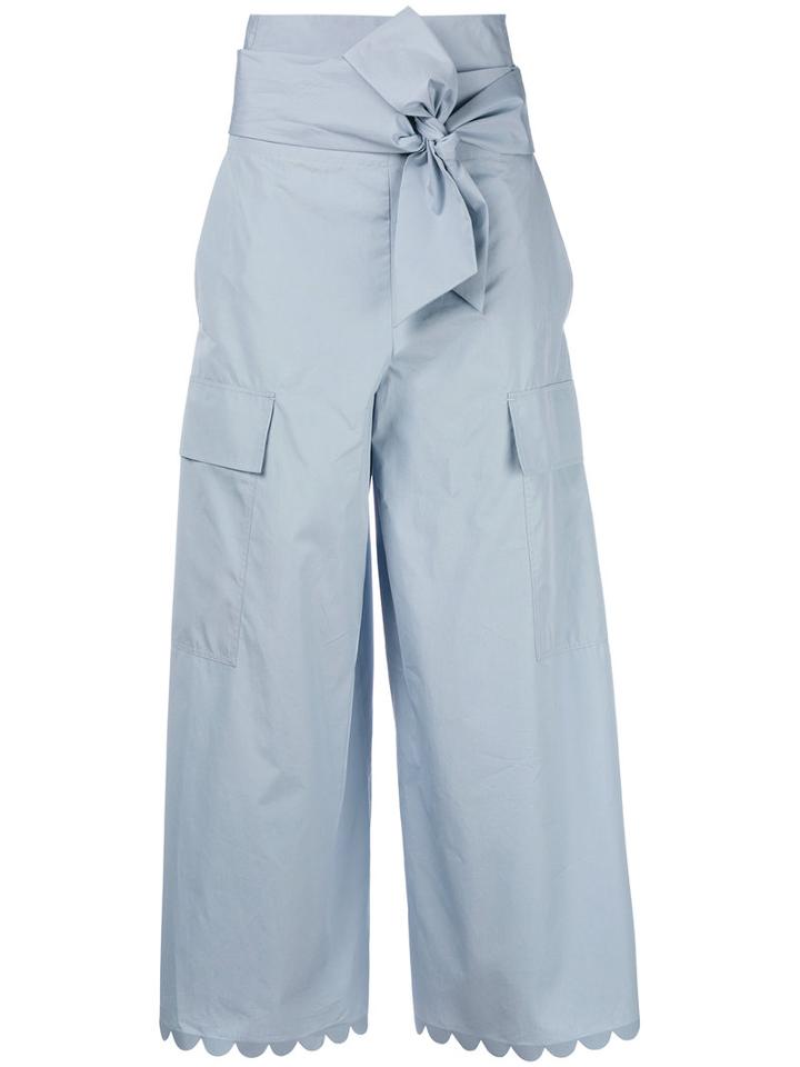 See By Chloé Cropped Palazzo Pants, Women's, Size: 38, Blue, Cotton