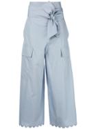 See By Chloé Cropped Palazzo Pants, Women's, Size: 38, Blue, Cotton