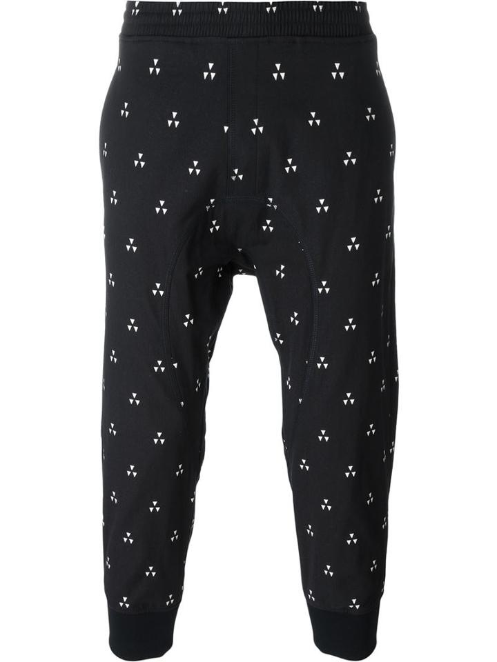 Neil Barrett Geometric Print Track Pants, Men's, Size: 48, Blue, Cotton/polyamide/spandex/elastane