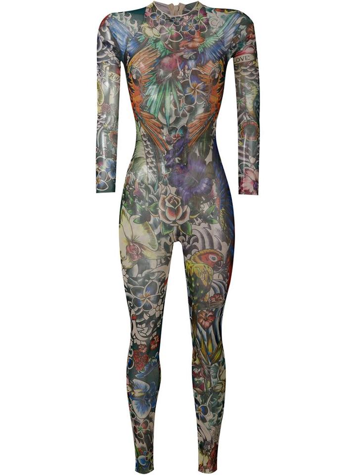 Dsquared2 Underwear Tattoo Print Bodysuit, Women's, Size: M, Polyamide/spandex/elastane