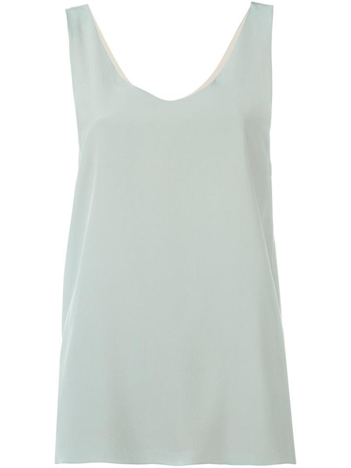 Chloé Scoop Neck Tank Top, Women's, Size: 36, Blue, Silk/acetate