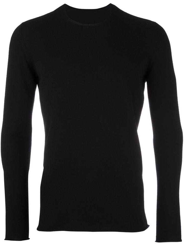Label Under Construction Crew Neck Jumper, Men's, Size: Large, Black, Wool