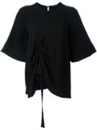 Ellery Ruffled Detail Shortsleeved T-shirt, Women's, Size: 6, Black, Viscose