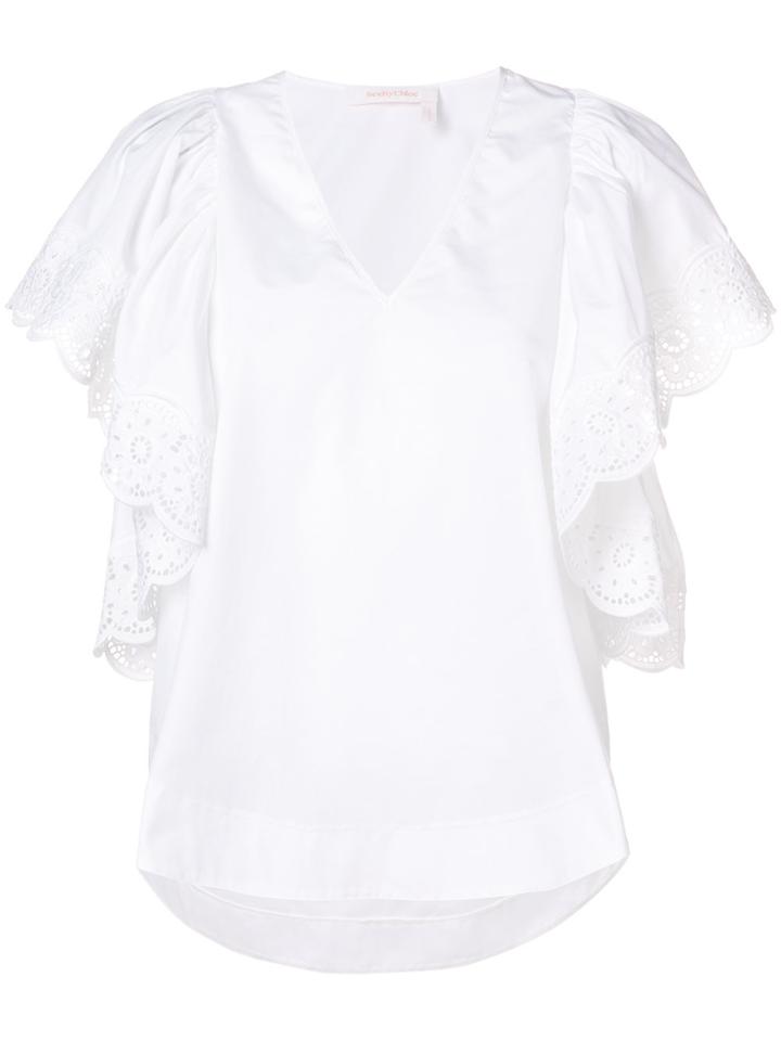 See By Chloé Broderie Anglaise Blouse - White