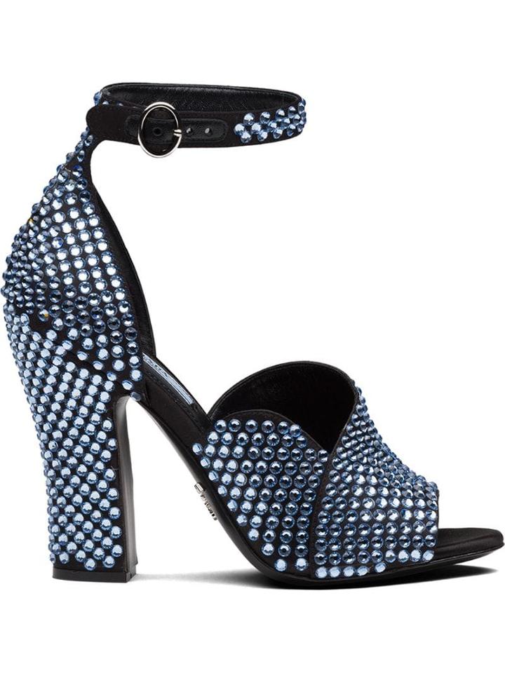 Prada Embellished Heeled Sandals - Blue